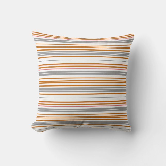 Cute gray brown stripes throw pillow (Front)