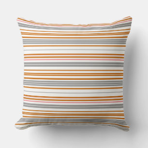 Cute gray brown stripes throw pillow