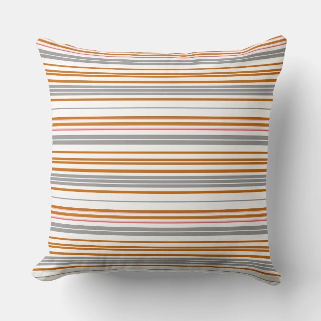 Cute gray brown stripes throw pillow (Front)