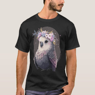 Cute Gray Budgie Parakeet Bird Flower Crown Pet Bi T-Shirt
