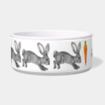 Cute Gray Bunny Rabbit Pattern Minimal Custom Bowl<br><div class="desc">My watercolor painting of a soft gray bunny rabbit in a large format pattern makes a creative bowl for any pet, but especially for your pet rabbit! It has a neutral gray and white look. Bunny also has a brown eye and blush pink ears. Customize with your pet's name between...</div>