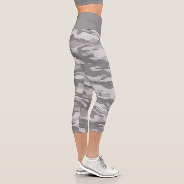 Cute Gray Camouflage Camo Capri Leggings (Right)