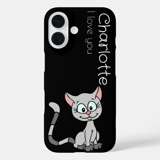 Cute gray cartoon cats name  Case-Mate iPhone case (Back)