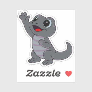 Cute Gray Cartoon Lizard for Water Bottle Sticker