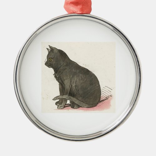 Cute Gray Cat Christmas Ornament