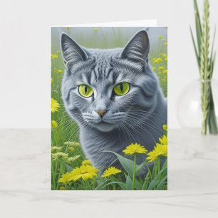 Cute Gray Cat Lucky To Have You as a Friend Card