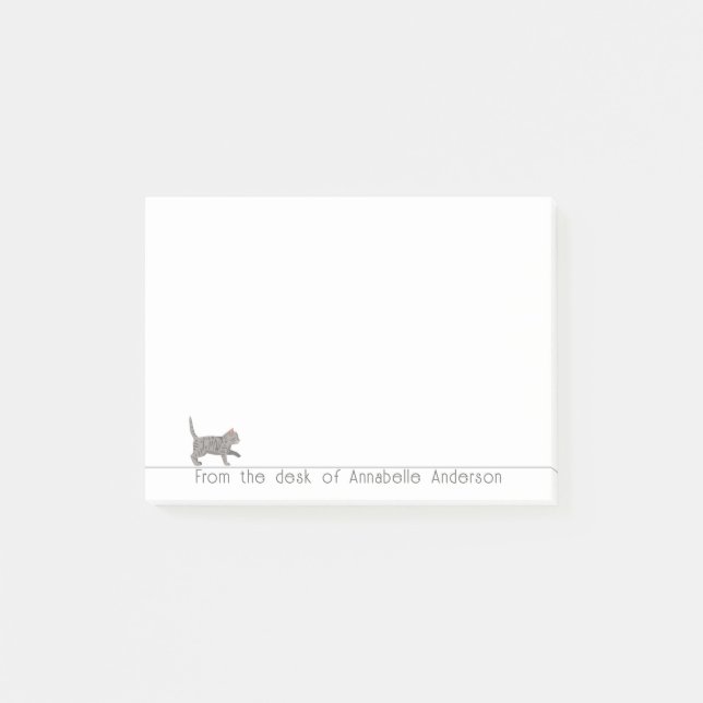 Cute Gray Cat Personalize Notes (Front)