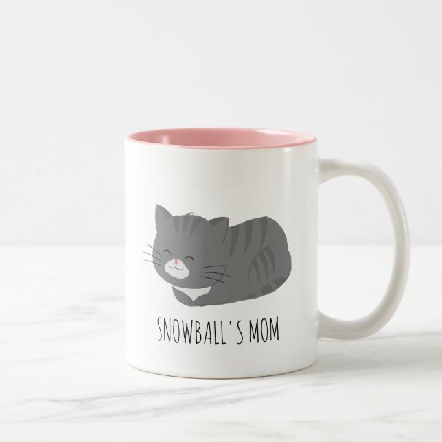 Cute Gray Cat Personalized Mug (Right)