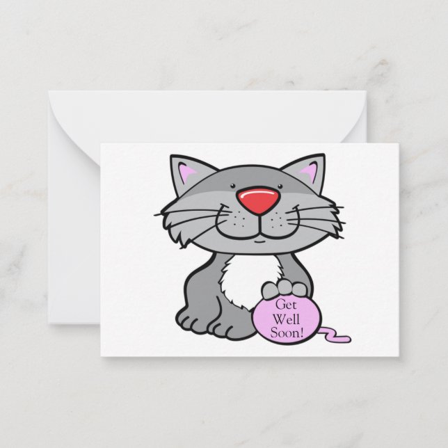 Cute Gray Cat Sympathy Card (Front)