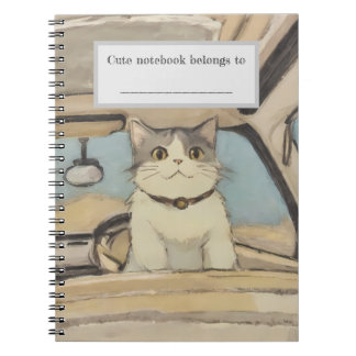 Cute Gray Cat Travel Spiral Notebook
