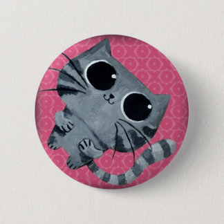 Cute Gray Cat with big black eyes Pinback Button