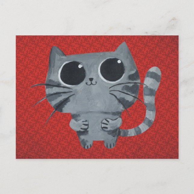 Cute Gray Cat with big black eyes Postcard (Front)