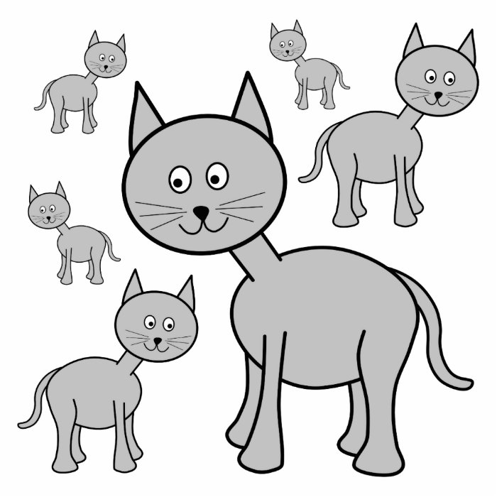 Cute Gray Cats. Cat Cartoon. Photo Sculpture