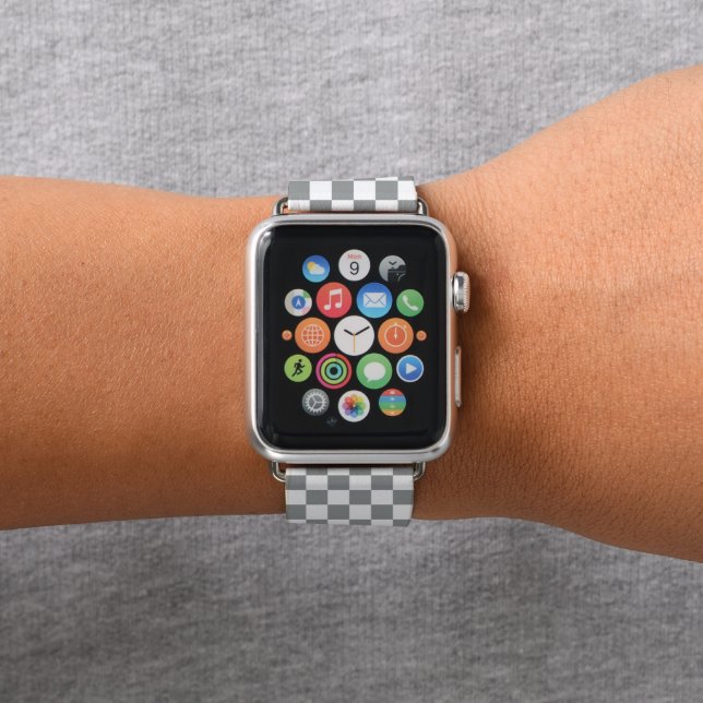Cute gray checked tiled pattern  apple watch band (In Situ)