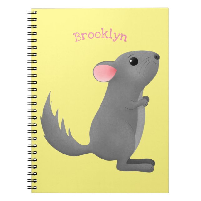Cute gray chinchilla cartoon illustration notebook (Front)
