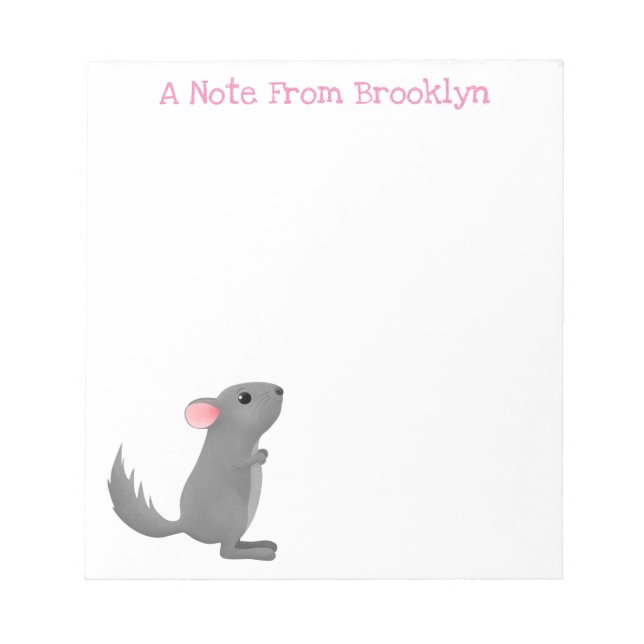 Cute gray chinchilla cartoon illustration  notepad (Front)
