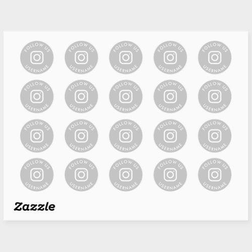 cute gray custom instagram social media package classic round sticker