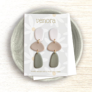 Cute Gray Daisy Floral Earring Display Card