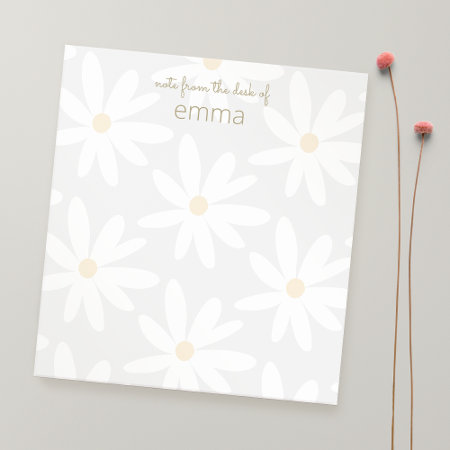 Cute Gray Daisy Floral  Notepad