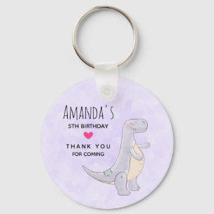 Cute Gray Dinosaur Toy Watercolor Birthday Keychain