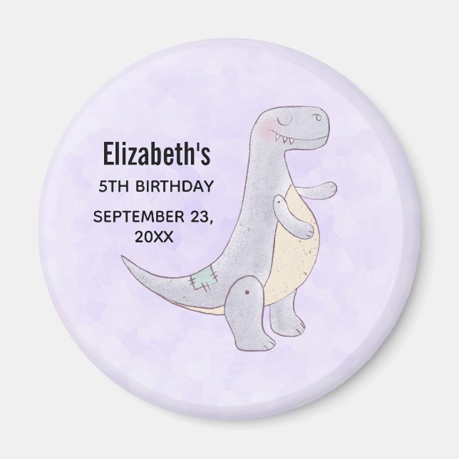 Cute Gray Dinosaur Toy Watercolor Party Magnet (Front)