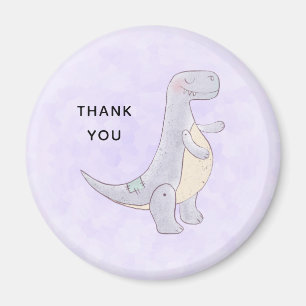 Cute Gray Dinosaur Toy Watercolor Thank You Magnet