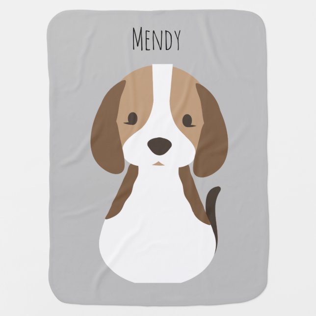 Cute gray dog pattern baby blanket (Front)