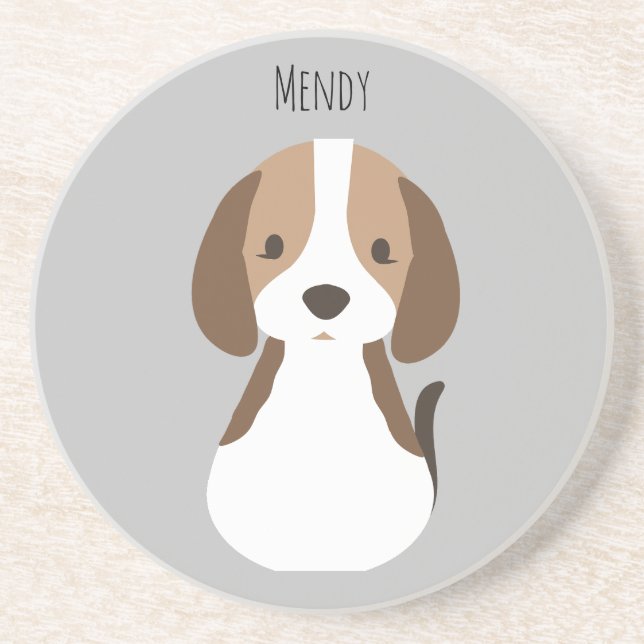 Cute gray dog pattern  coaster (Front)