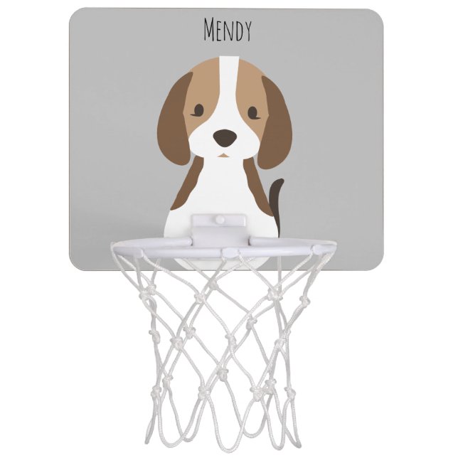 Cute gray dog pattern  mini basketball hoop (Front)