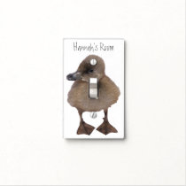 Cute Gray Duckling Photograph Custom Text Light Switch Cover