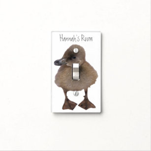 Cute Gray Duckling Photograph Custom Text Light Switch Cover