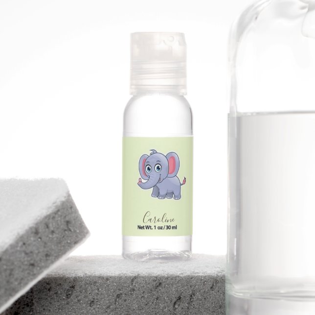 Cute gray elephant green hand sanitizer (Insitu)