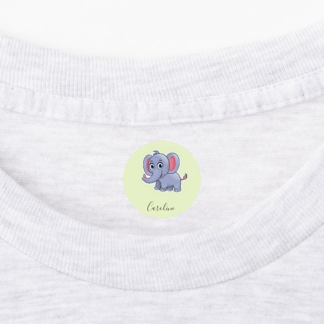 Cute gray elephant green labels (Affixed)