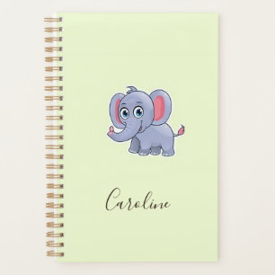 Cute gray elephant green planner