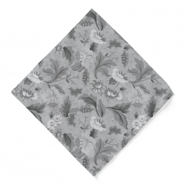 Cute gray floral pattern bandana (Front)