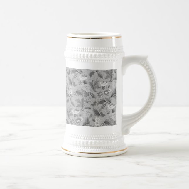 Cute gray floral pattern beer stein (Right)