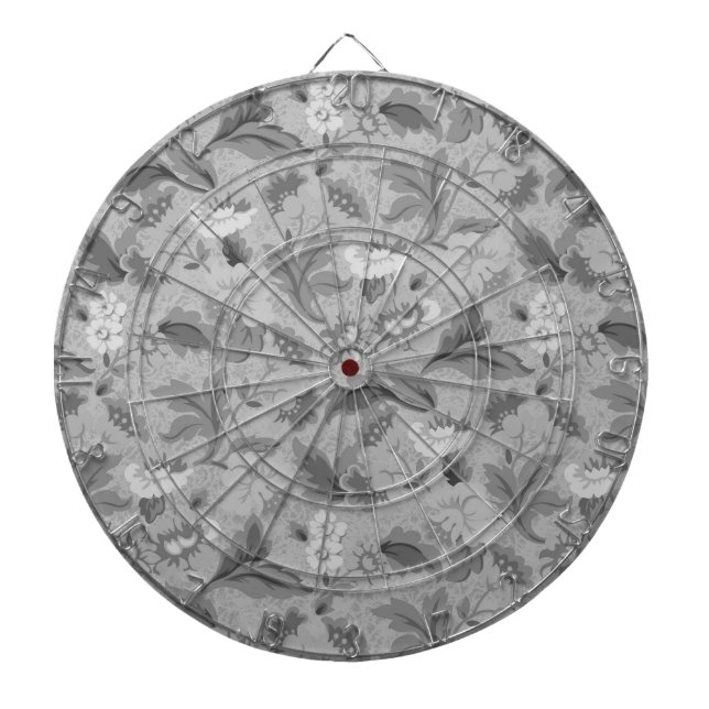 Cute gray floral pattern dart board (Front)