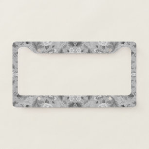 Cute gray floral pattern license plate frame