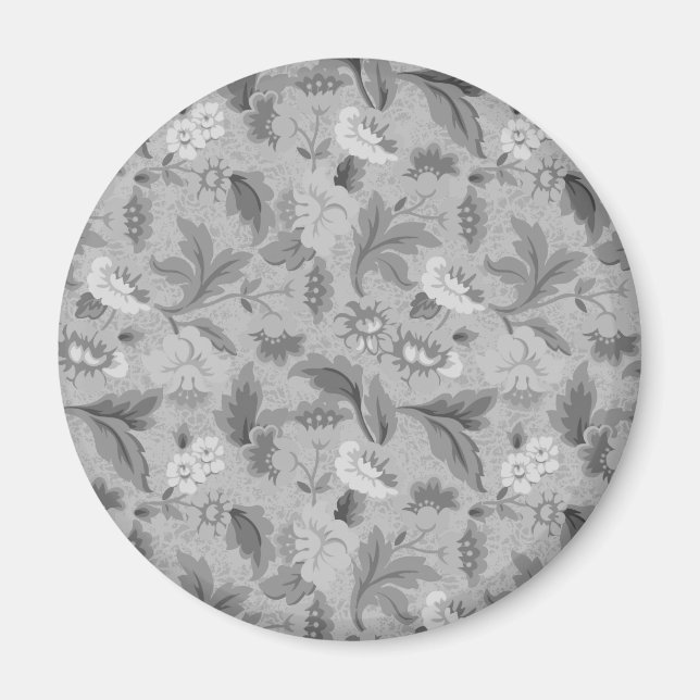 Cute gray floral pattern magnet (Front)