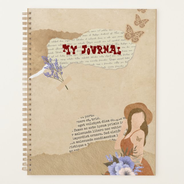 Cute gray, flower, butterfly and text planner (Front)