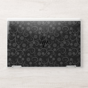 Cute gray flowers pattern HP laptop skin