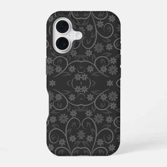 Cute gray flowers pattern iphone case (Back)