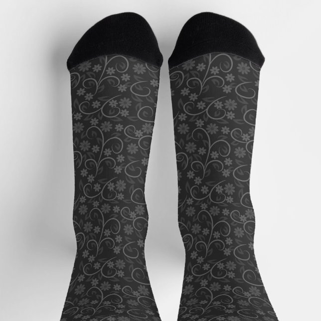 Cute gray flowers pattern socks (Top)