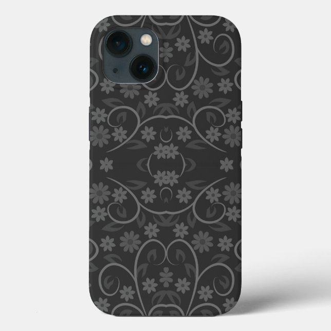 Cute gray flowers pattern throw pillow Case-Mate iPhone case (Back)