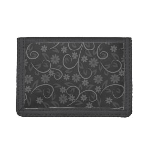 Cute gray flowers pattern throw pillow tri-fold wallet