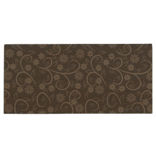 Cute gray flowers pattern wood flash drive