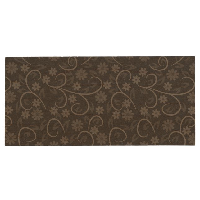Cute gray flowers pattern wood flash drive (Back)
