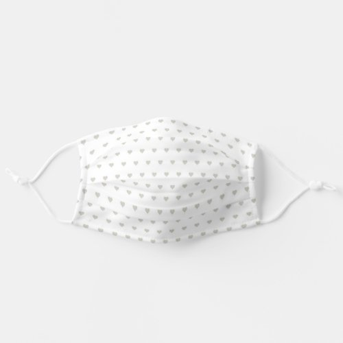 Cute Gray Heart Pattern White Adult Cloth Face Mask