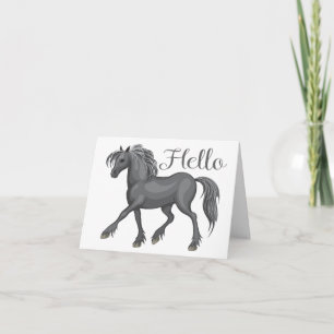 Cute Gray Horse Hello Card Equestrian Horses