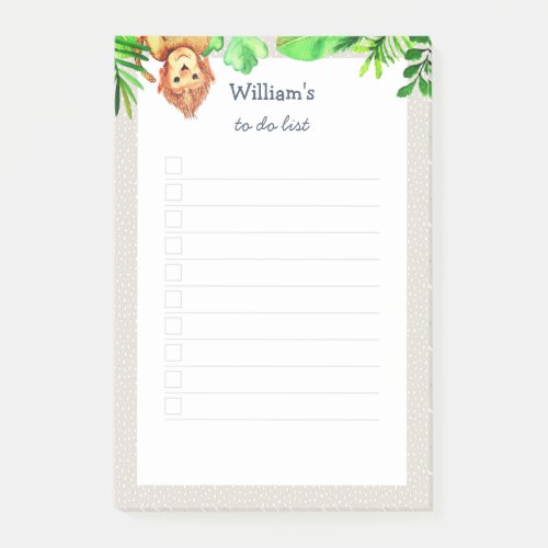 Cute Gray Jungle Hanging Monkey Number To Do List Post_it Notes
